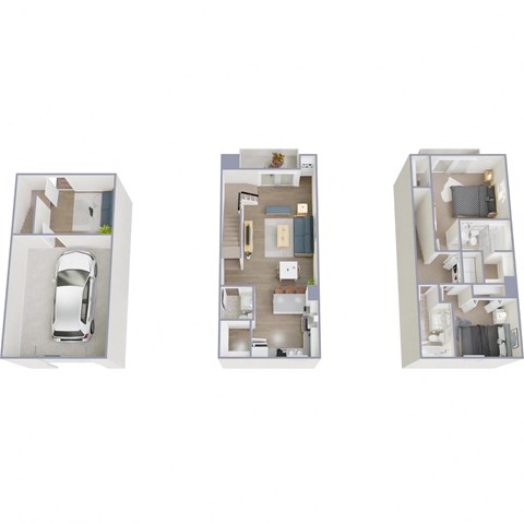 Floor plan for 2 beds, 2.5 baths, 1241 sqft